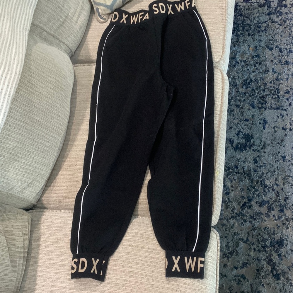 Black Jogger Pants with Contrast Piping